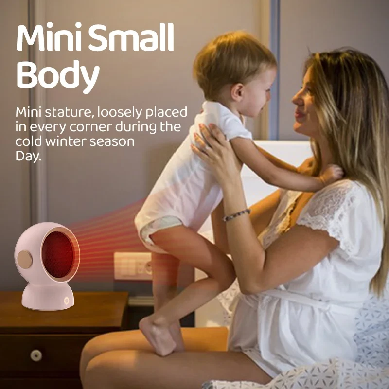 (image for) 1200W Instant Heating Desktop Heater Electric Heater Portable Desktop Fan Heating Heater Mini Radiator Home Office Winter Heater