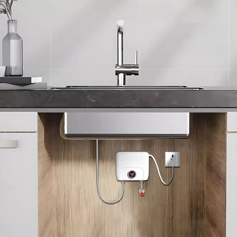 (image for) 4000W / 6500W Instantaneous Water Heater Knob Wall Mounted Electric Heaters Variable Frequency Instant Knob Electric Water Heater for Bathroom Shower Kitchen